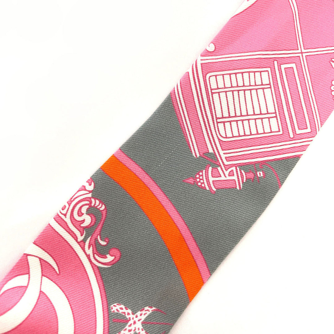 HERMES scarf 100% silk gray Ex Libris Ex Libris