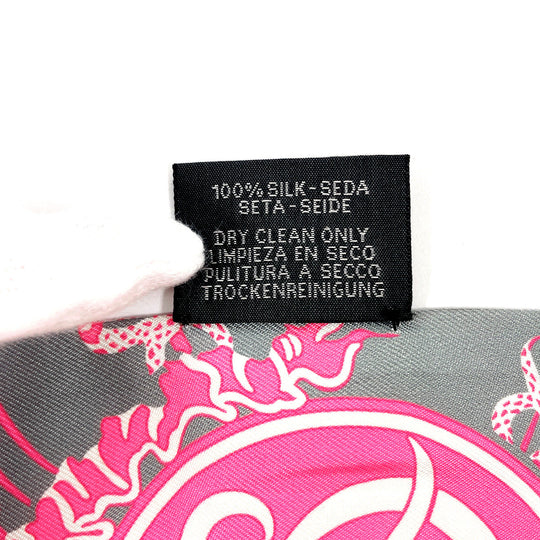 HERMES scarf 100% silk gray Ex Libris Ex Libris