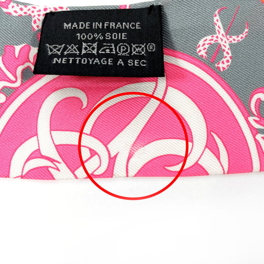 HERMES scarf 100% silk gray Ex Libris Ex Libris