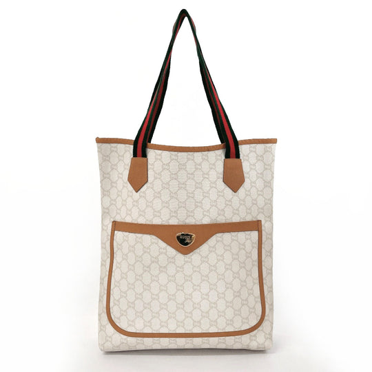 GUCCI Tote Bag GG plus white Sherry line Old Gucci