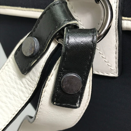 JIMMY CHOO Backpack Leather, Jersey Black x white By color Women Used Authentic