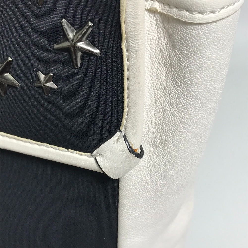 JIMMY CHOO Backpack Leather, Jersey Black x white By color Women Used Authentic
