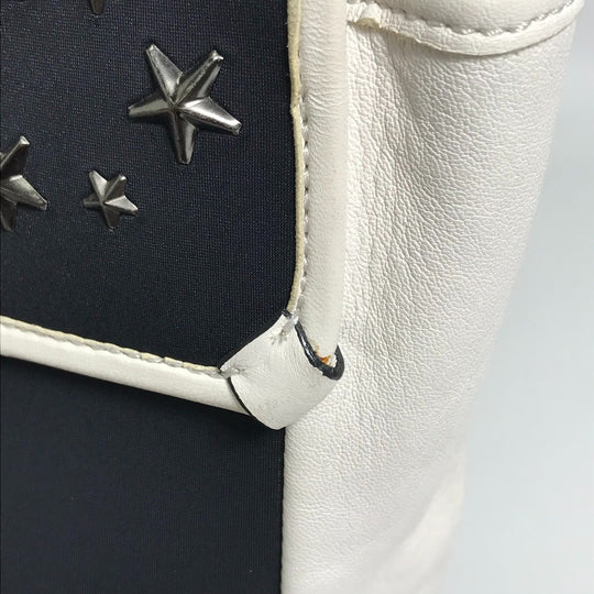JIMMY CHOO Backpack Leather, Jersey Black x white By color Women Used Authentic
