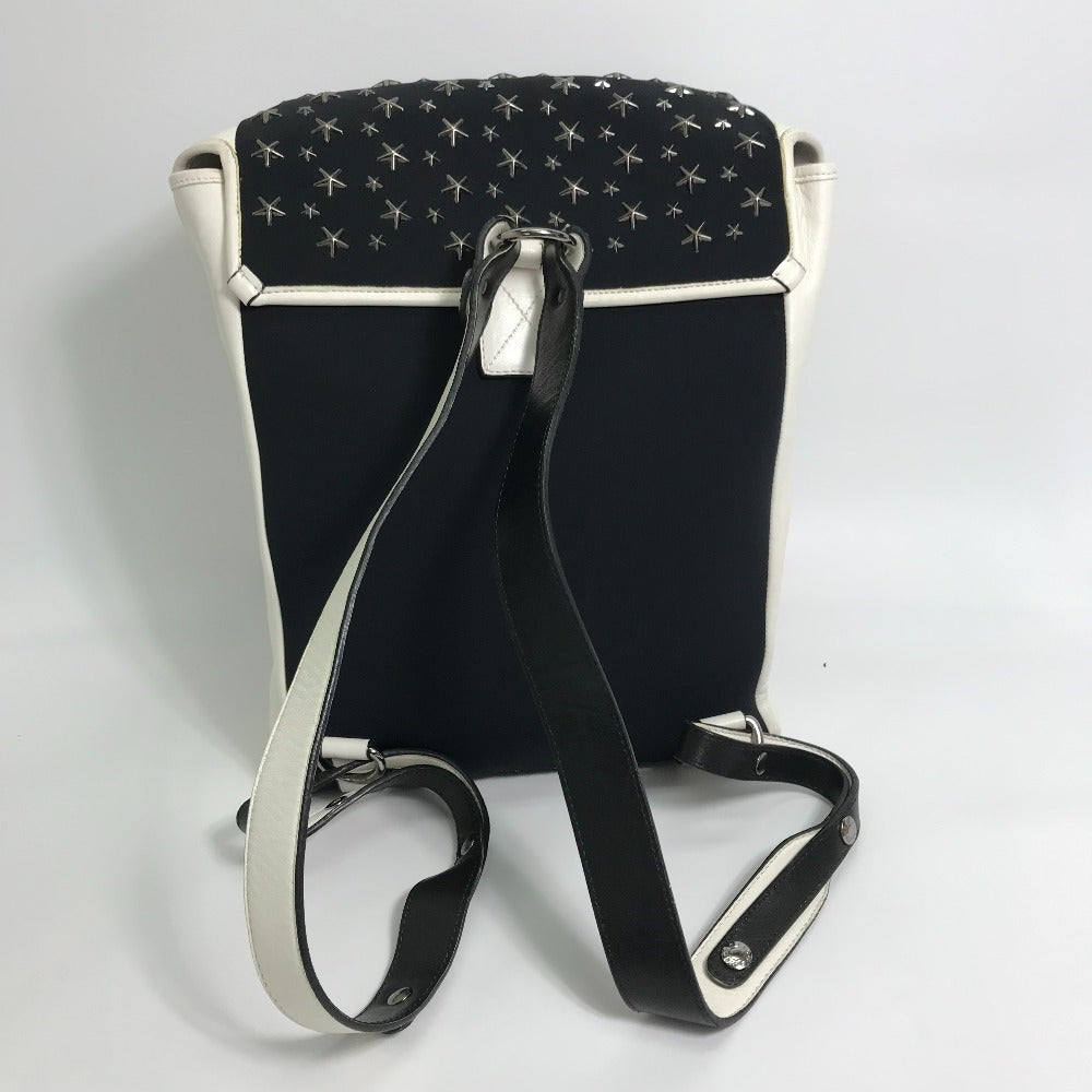 JIMMY CHOO Backpack Leather, Jersey Black x white By color Women Used Authentic