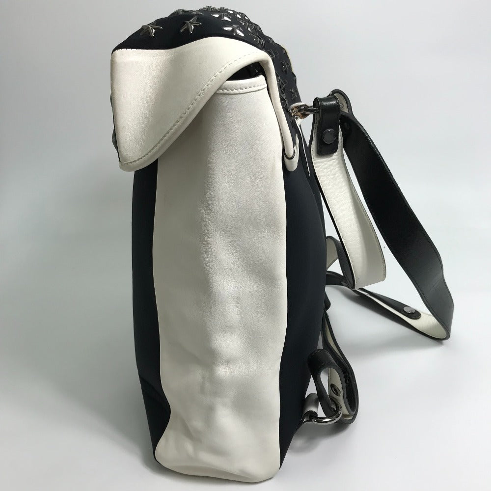 JIMMY CHOO Backpack Leather, Jersey Black x white By color Women Used Authentic