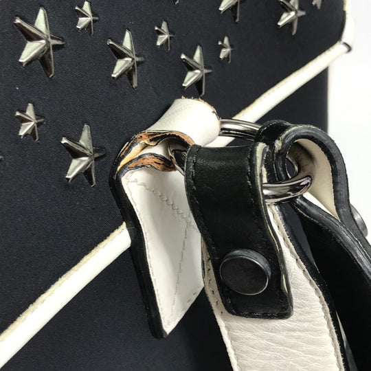 JIMMY CHOO Backpack Leather, Jersey Black x white By color Women Used Authentic