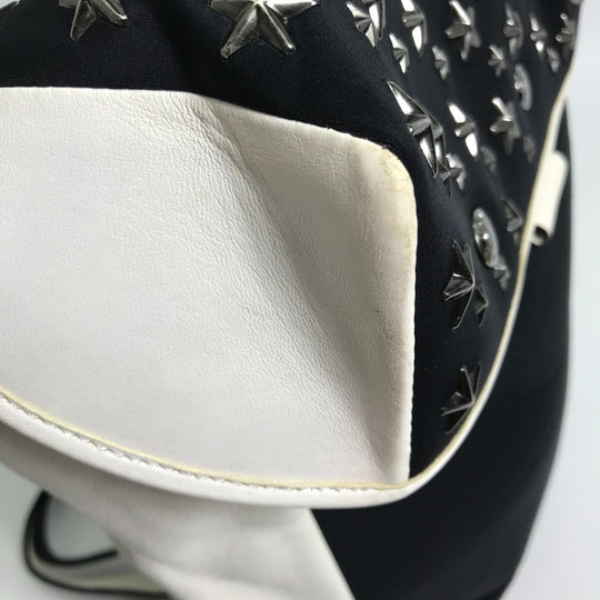 JIMMY CHOO Backpack Leather, Jersey Black x white By color Women Used Authentic