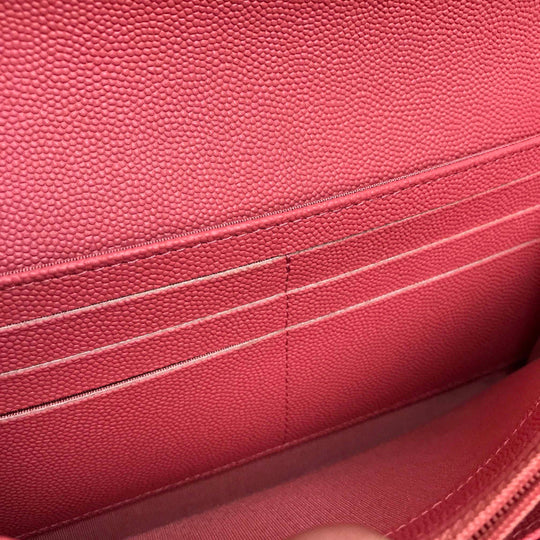 CHANEL Long Wallet Purse A80971 Caviar skin pink CC COCO Mark Matrasse Mademoiselle Women Used Authentic