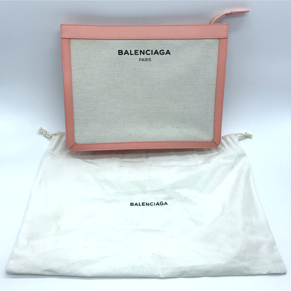 BALENCIAGA Clutch bag 410119 Canvas, leather white Men's Women Classic Women(unisex) Used Authentic