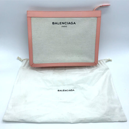 BALENCIAGA Clutch bag 410119 Canvas, leather white Men's Women Classic Women(unisex) Used Authentic
