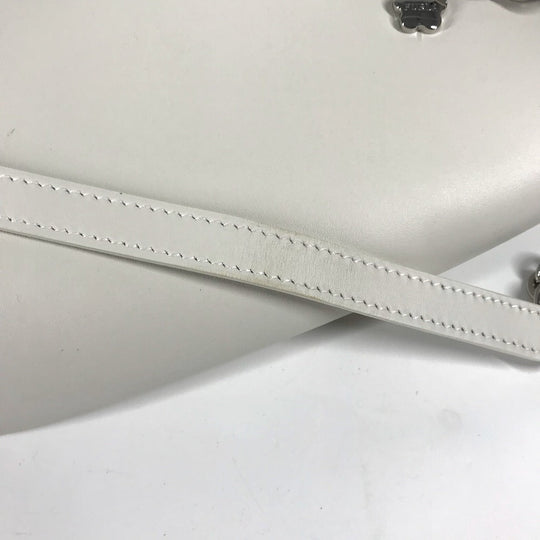 Furla Sling bag leather White xSilver Metal Studs Isola Chain Women Used Authentic