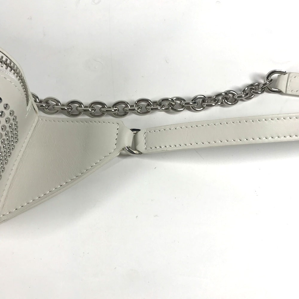 Furla Sling bag leather White xSilver Metal Studs Isola Chain Women Used Authentic
