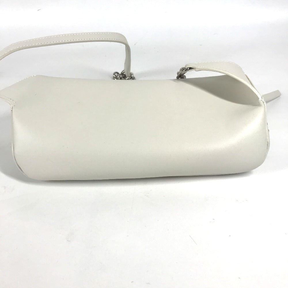Furla Sling bag leather White xSilver Metal Studs Isola Chain Women Used Authentic