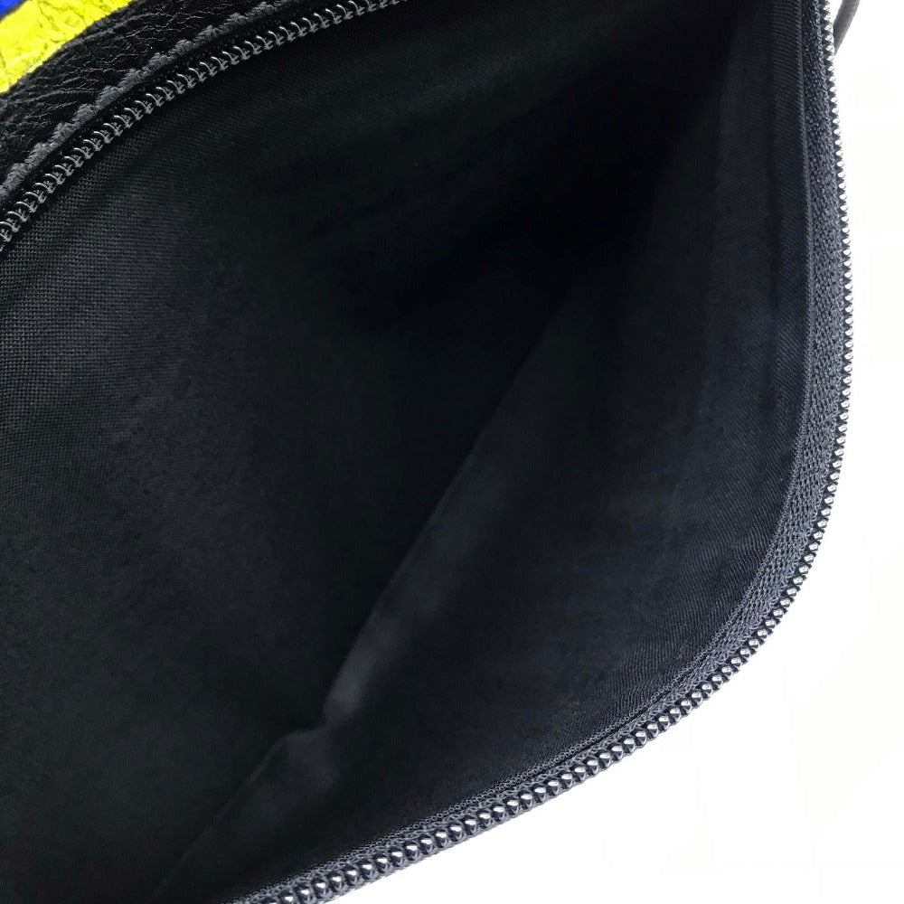 BALENCIAGA Clutch bag 535334 leather Black x multicolor Graffiti Paint Explorer mens Used Authentic