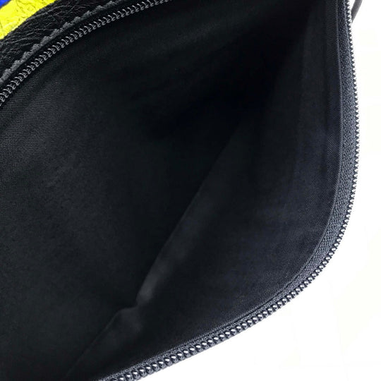 BALENCIAGA Clutch bag 535334 leather Black x multicolor Graffiti Paint Explorer mens Used Authentic