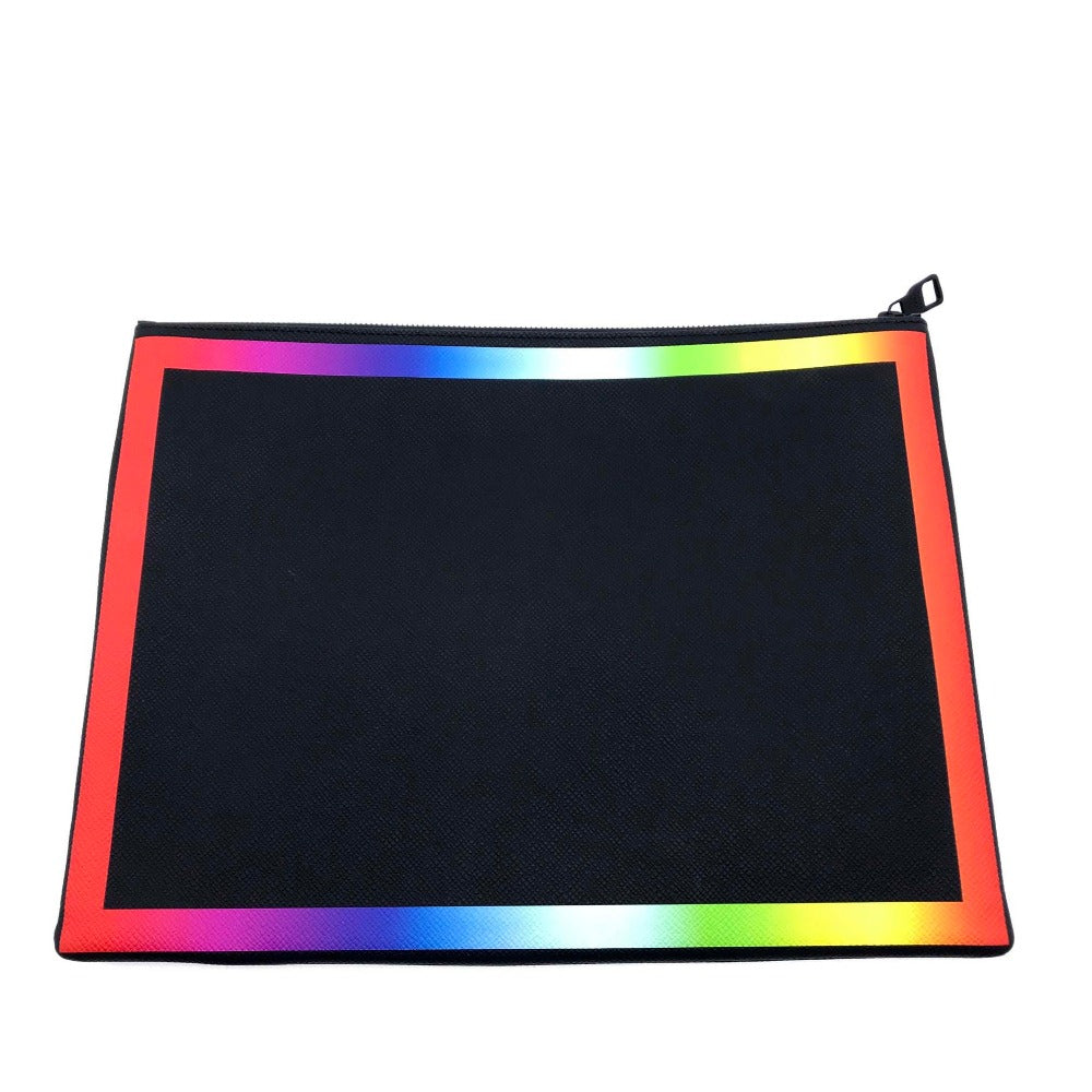 LOUIS VUITTON Clutch bag M30347 Taiga Leather Noir x Rainbow Taiga Pochette A4 Chain mens Used Authentic