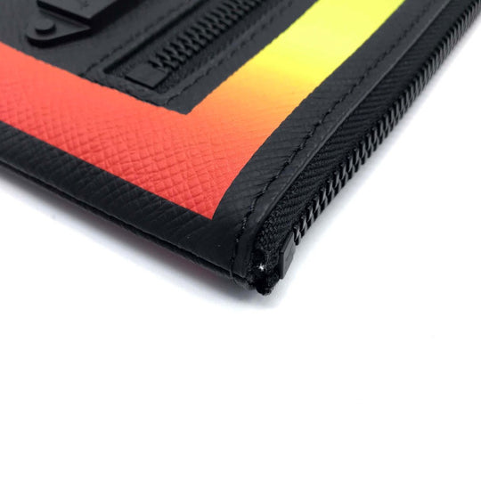 LOUIS VUITTON Clutch bag M30347 Taiga Leather Noir x Rainbow Taiga Pochette A4 Chain mens Used Authentic