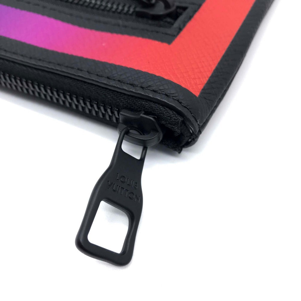 LOUIS VUITTON Clutch bag M30347 Taiga Leather Noir x Rainbow Taiga Pochette A4 Chain mens Used Authentic