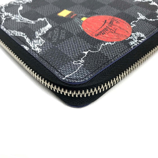 LOUIS VUITTON Long Wallet Purse N40204 Damier Grafitto Canvas black Damier Grafitte Zippy Organizer NM mens Used Authentic