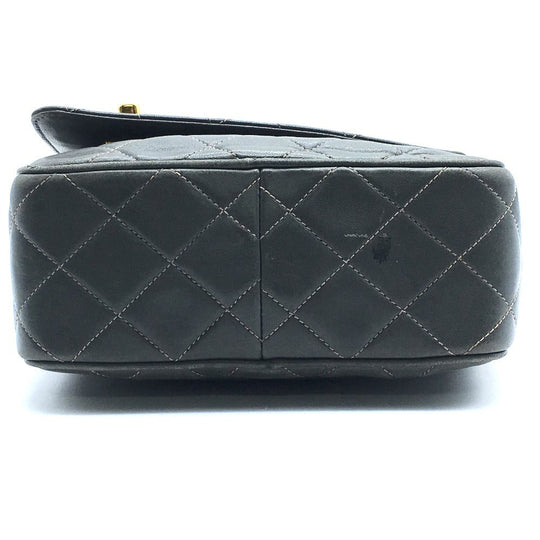 CHANEL Shoulder Bag lambskin Gray type CC COCO Mark Matrasse Fringe Women Used Authentic