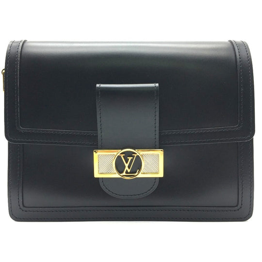 LOUIS VUITTON Shoulder Bag M55821 Calfskin black LV Lock Chain Dauphin MM Women Used Authentic