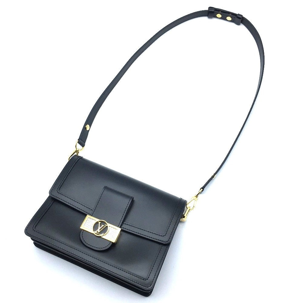 LOUIS VUITTON Shoulder Bag M55821 Calfskin black LV Lock Chain Dauphin MM Women Used Authentic
