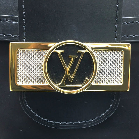 LOUIS VUITTON Shoulder Bag M55821 Calfskin black LV Lock Chain Dauphin MM Women Used Authentic