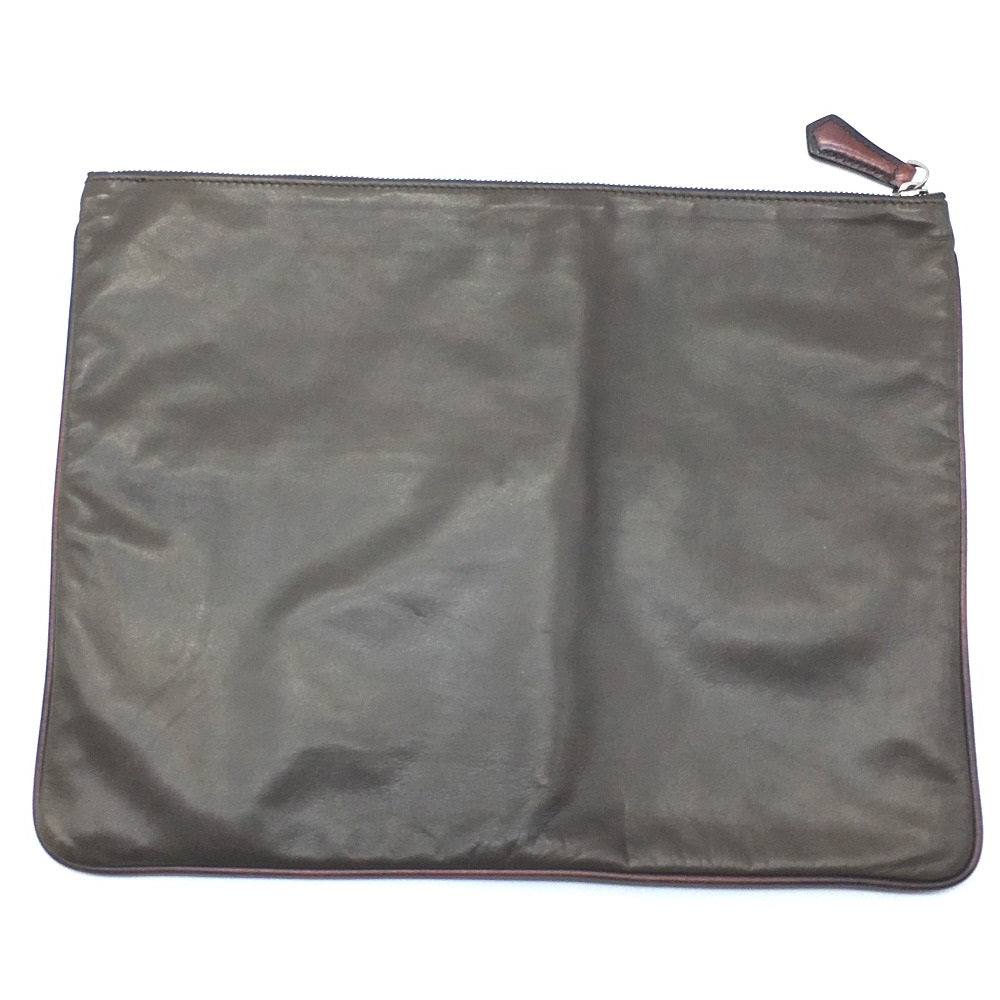 Berluti Clutch bag leather Brown type Calligraphy Inside mens Used Authentic