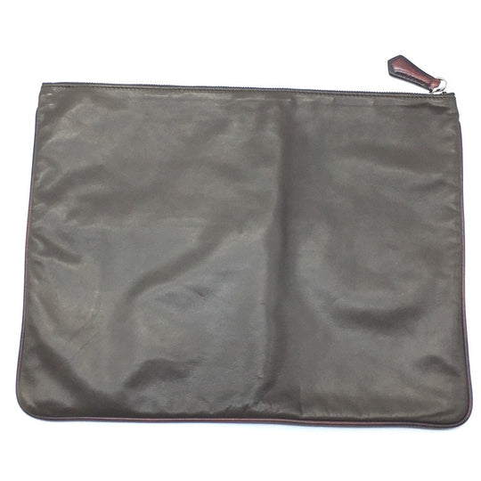 Berluti Clutch bag leather Brown type Calligraphy Inside mens Used Authentic