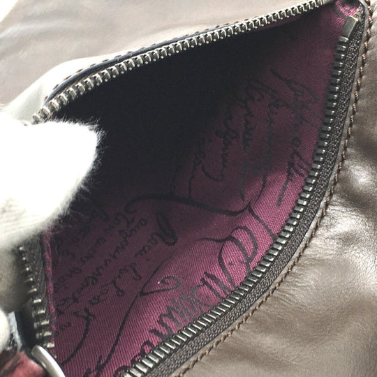 Berluti Clutch bag leather Brown type Calligraphy Inside mens Used Authentic