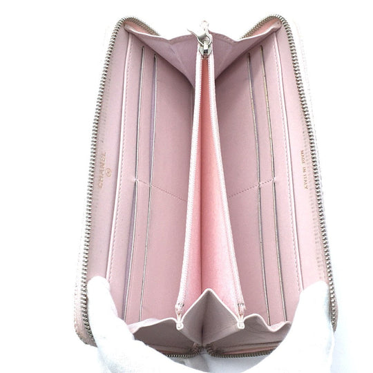CHANEL Long Wallet Purse Tweed, Leather Pink type Cruise line Deauville Women Used Authentic