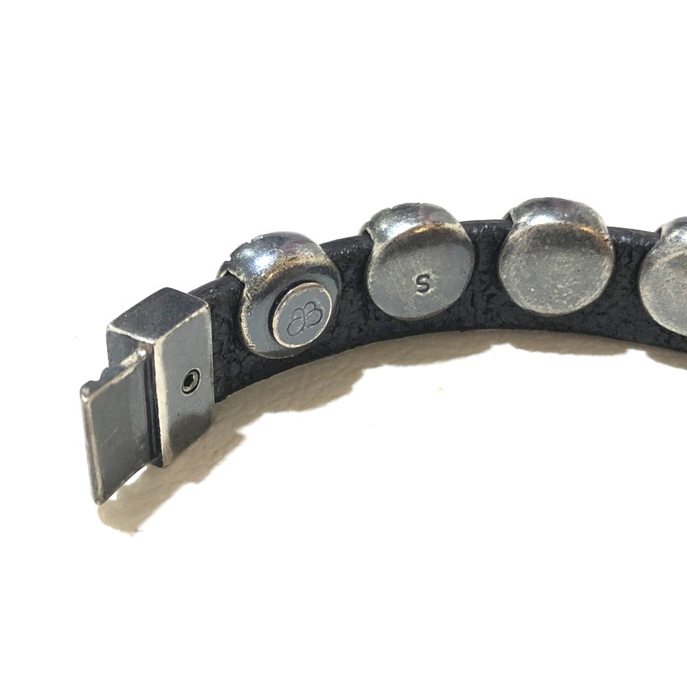 BOTTEGAVENETA bracelet AG925 , Leather Silverx black INTRECCIATO mens S Used Authentic