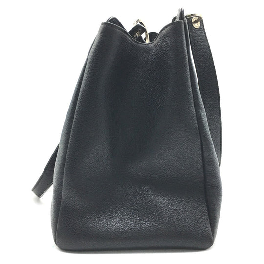 BVLGARI Shoulder Bag leather black Lock type Bulgari Bulgari unisex(Unisex) Used Authentic