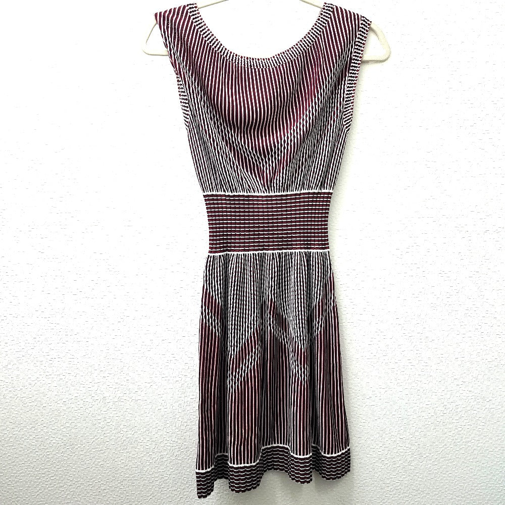 CHANEL one piece P47925 Rayon Black x Red x White stripe Summer dress Women 34 Used Authentic