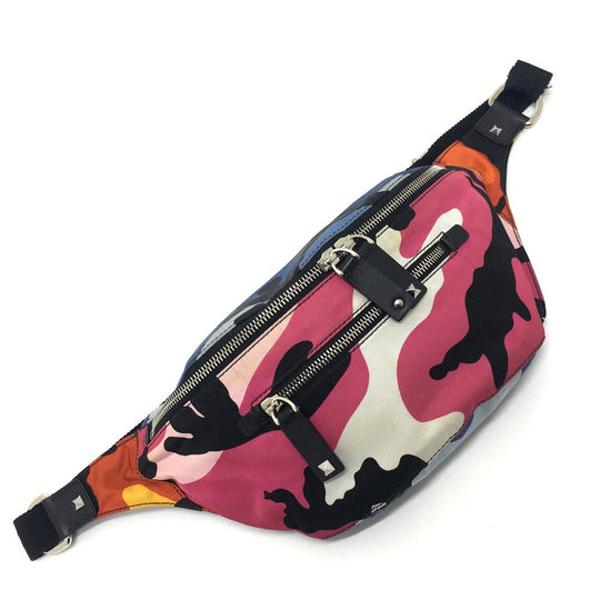 Valentino Garavani Waist bag QY2B0664TPG Nylon / leather Black x multicolor Duck shuffle mens Used Authentic