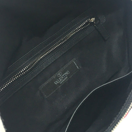 Valentino Garavani Waist bag QY2B0664TPG Nylon / leather Black x multicolor Duck shuffle mens Used Authentic