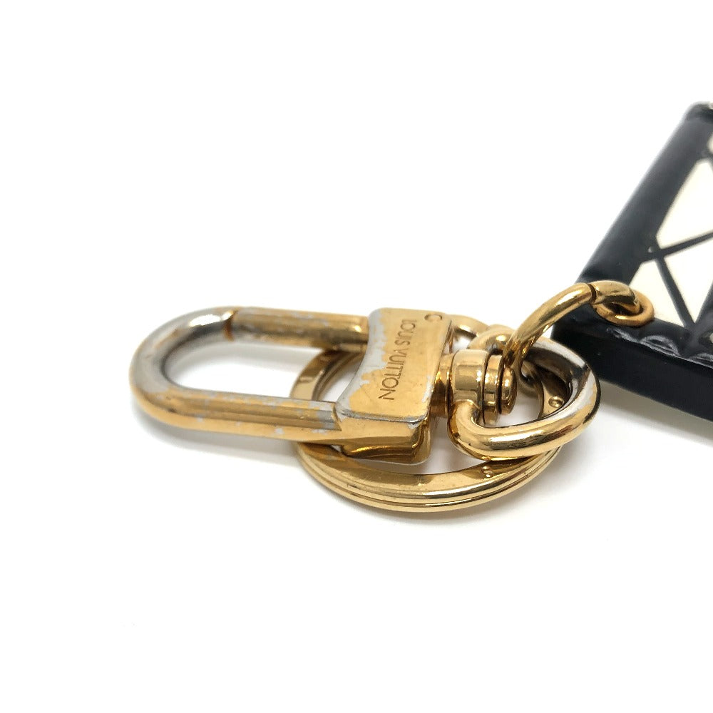 LOUIS VUITTON Key ring M00004 Metal, Leather White x Black x Gold trunk Petit Mar Women Used Authentic