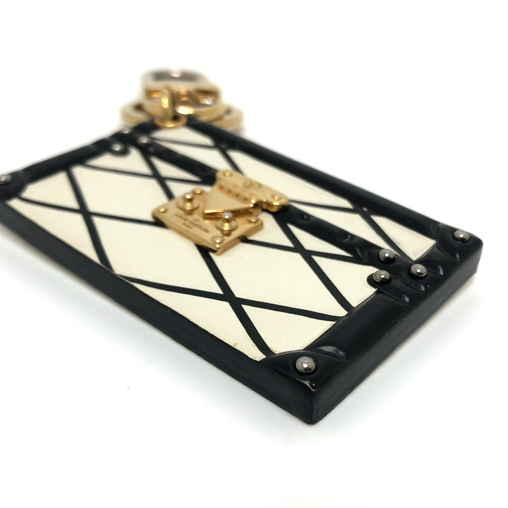 LOUIS VUITTON Key ring M00004 Metal, Leather White x Black x Gold trunk Petit Mar Women Used Authentic