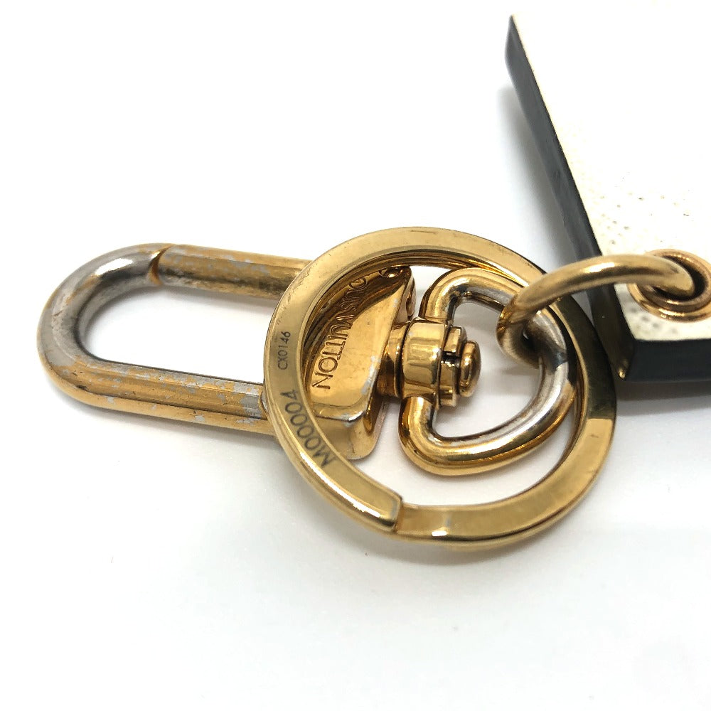 LOUIS VUITTON Key ring M00004 Metal, Leather White x Black x Gold trunk Petit Mar Women Used Authentic