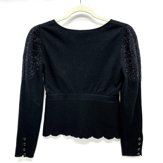 CHANEL setup P29091K00191 Wool, Rayon, Cashmere / Polyester black 06A Glitter knit flare skirt Women 38/34 Used Authentic