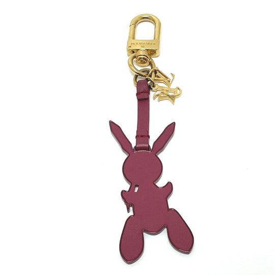 LOUIS VUITTON key ring M62735 leather Bordeaux LV Rabbit Jeff Koons Women Used Authentic