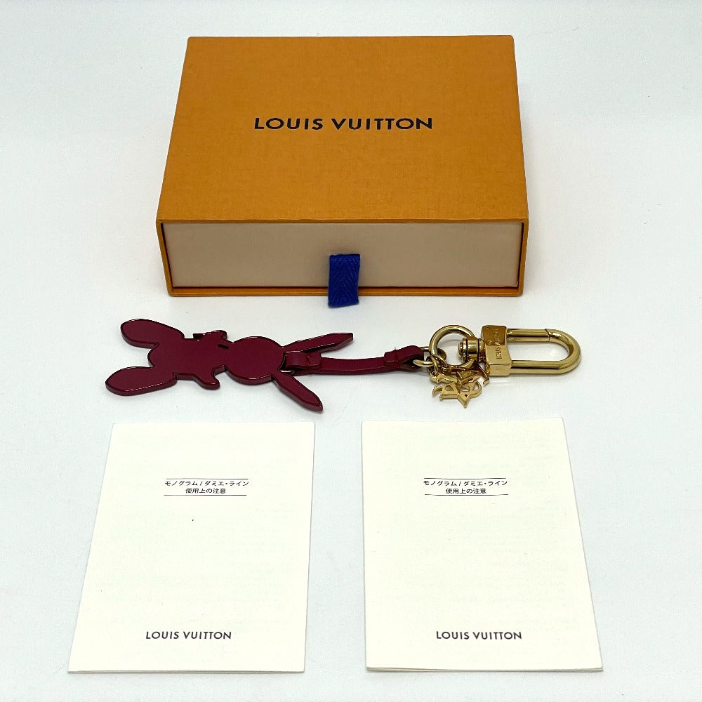 LOUIS VUITTON key ring M62735 leather Bordeaux LV Rabbit Jeff Koons Women Used Authentic