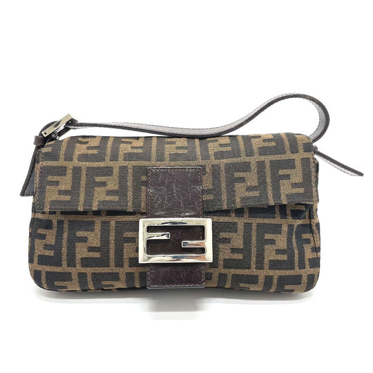 FENDI Shoulder Bag 2321.26424 Canvas / leather Brown type FF Logo Zucca Pattern Mamma Bucket Women Used Authentic