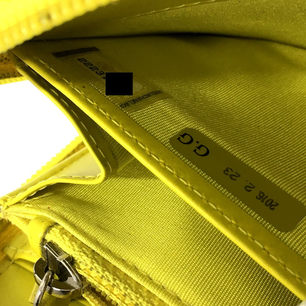 CHANEL Long Wallet Purse Caviar skin yellow CC COCO Mark Zip Around Women Used Authentic