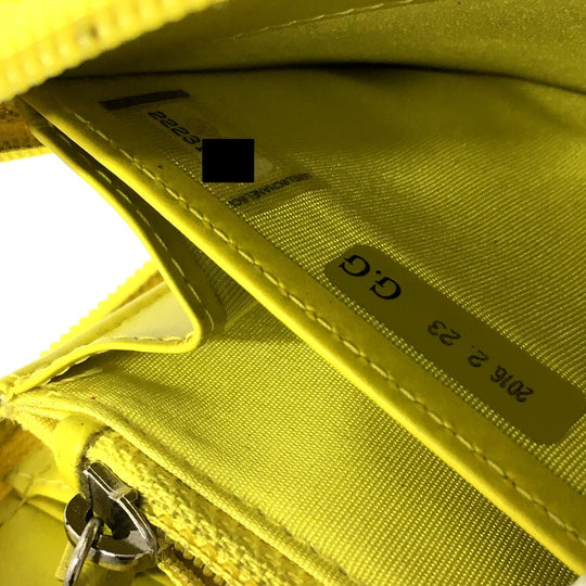 CHANEL Long Wallet Purse Caviar skin yellow CC COCO Mark Zip Around Women Used Authentic