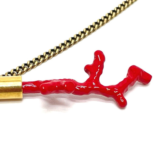 LOUIS VUITTON Necklace M68903 Gold Plated gold coral motif LV initial coral mens Used Authentic