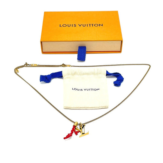 LOUIS VUITTON Necklace M68903 Gold Plated gold coral motif LV initial coral mens Used Authentic