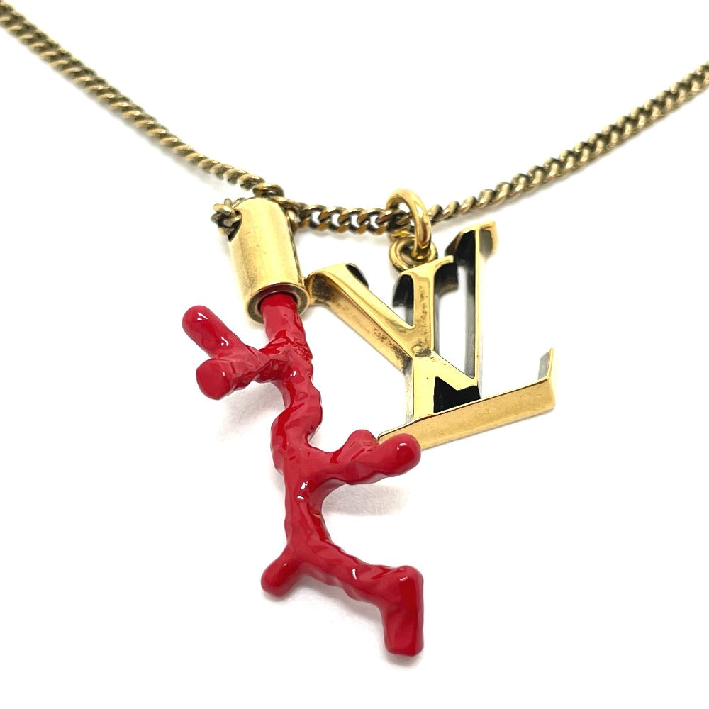LOUIS VUITTON Necklace M68903 Gold Plated gold coral motif LV initial coral mens Used Authentic