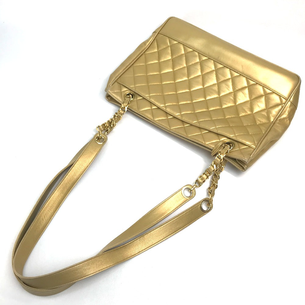CHANEL Shoulder Bag lambskin Gold x Gold Metal Coco ball Matrasse Women Used Authentic