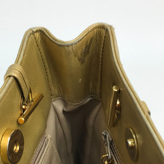 CHANEL Shoulder Bag lambskin Gold x Gold Metal Coco ball Matrasse Women Used Authentic